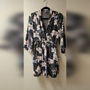 Lucky Brand Floral Shirt Dress Black and Pink,